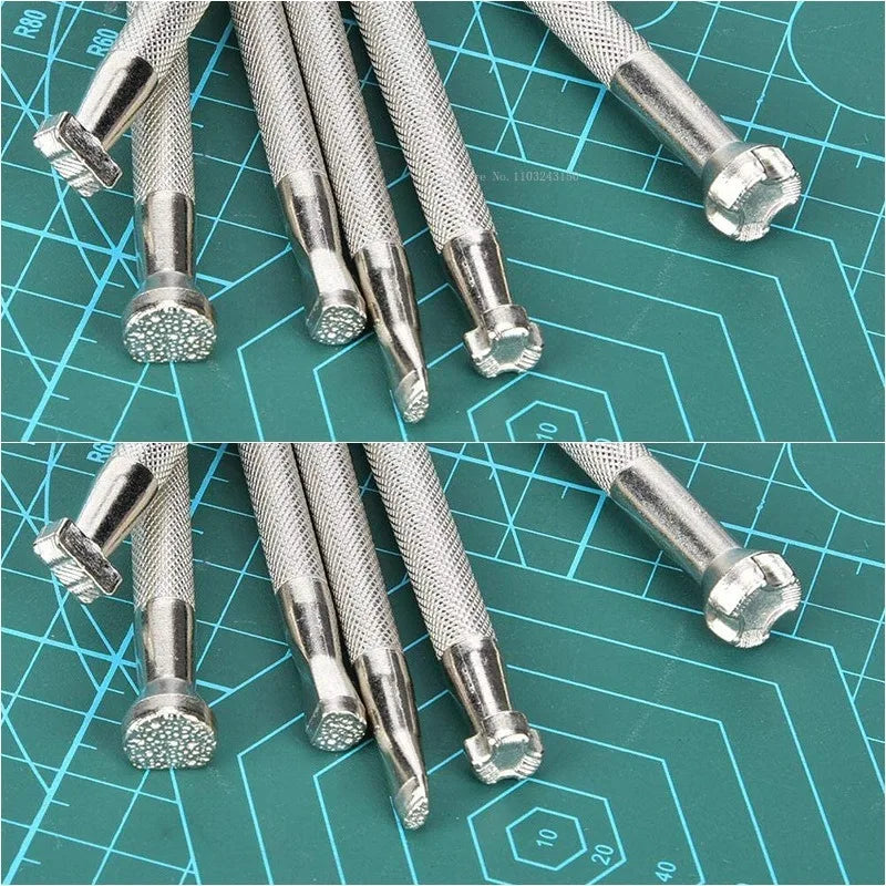 Leather Stamping Tool Set – 6 Unique Embossing & Engraving Styles for DIY Leathercraft Durable Alloy Steel Punches for Hand Art on Bags, Belts, Wallets & More