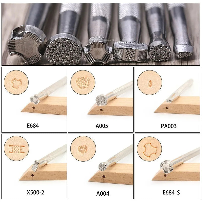 Leather Stamping Tool Set – 6 Unique Embossing & Engraving Styles for DIY Leathercraft  Durable Alloy Steel Punches for Hand Art on Bags, Belts, Wallets & More