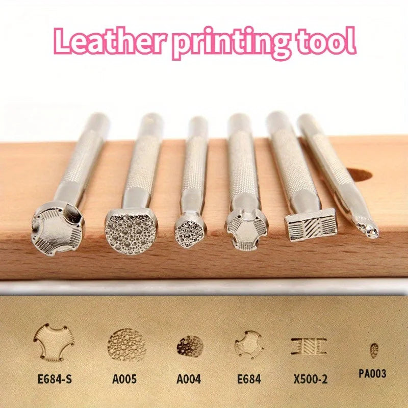 Leather Stamping Tool Set – 6 Unique Embossing & Engraving Styles for DIY Leathercraft  Durable Alloy Steel Punches for Hand Art on Bags, Belts, Wallets & More